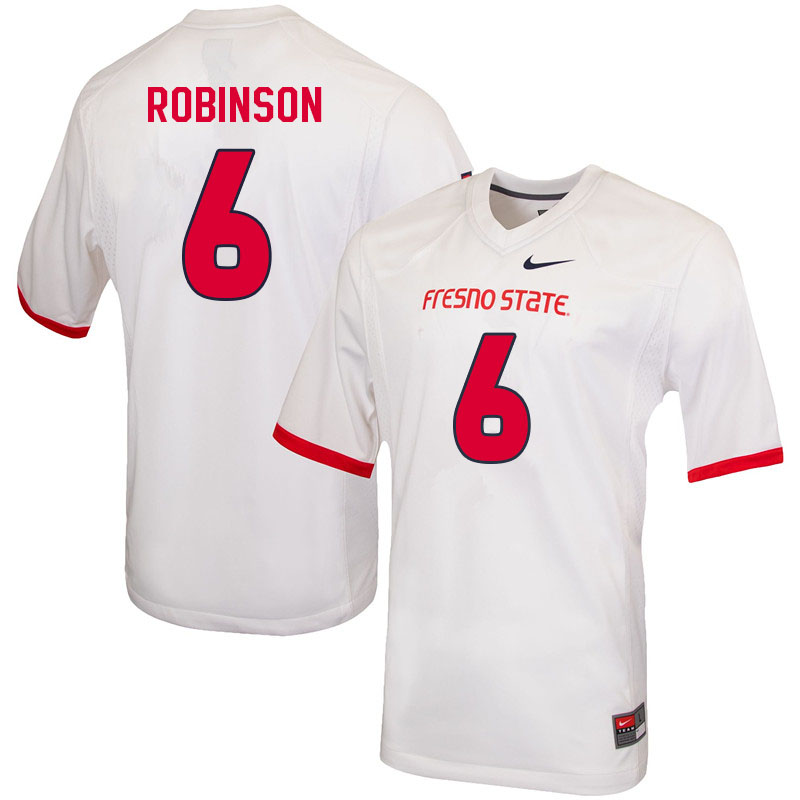 Men #6 Matt Robinson Fresno State Bulldogs College Football Jerseys Sale-White